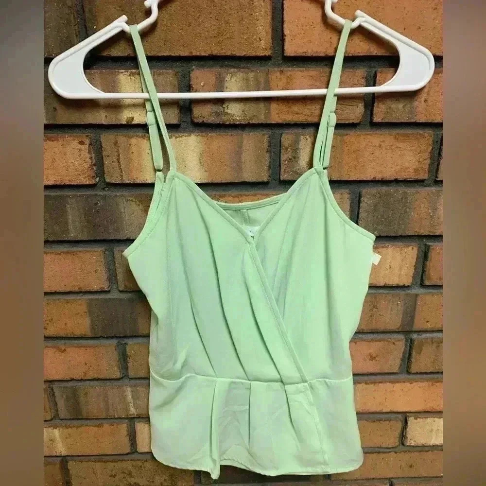 Leith Mint Green Spaghetti Strap Peplum Cami